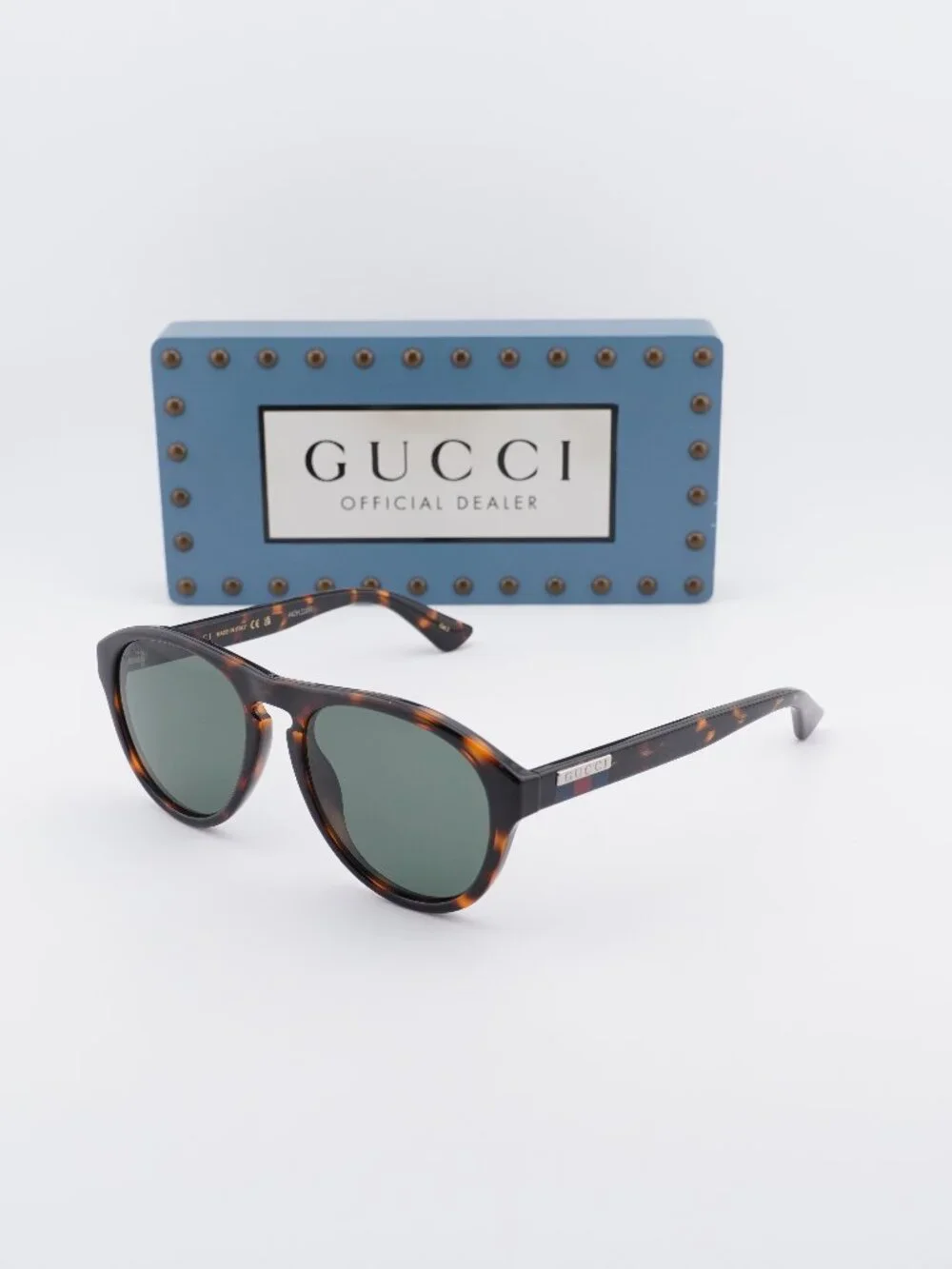 Gucci GG0747S 003 Aviator Sunglasses - Havana / Green